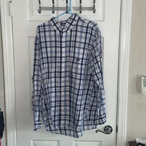 Mens blue plaid button down